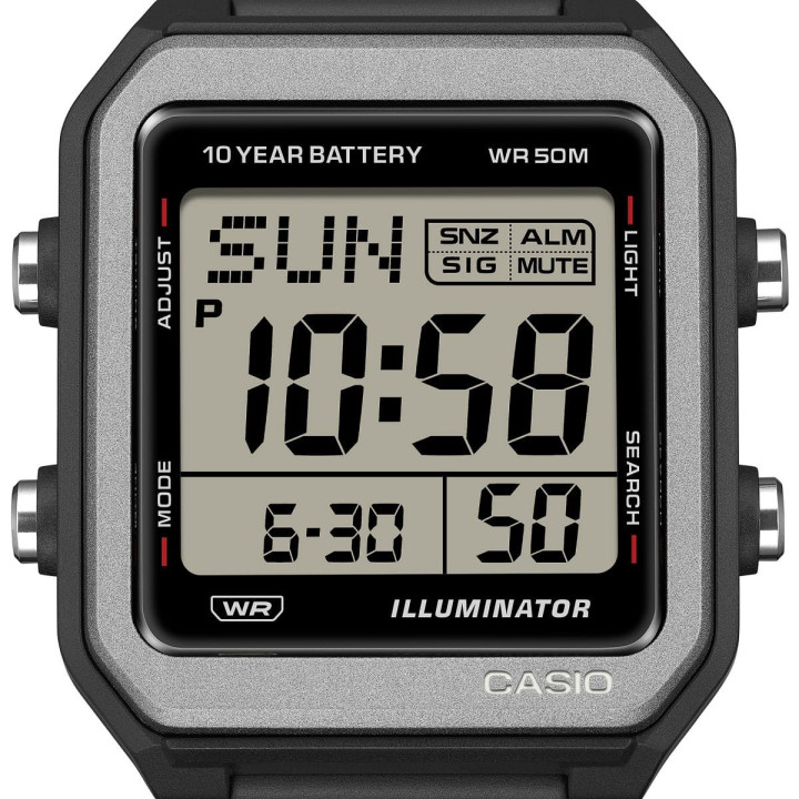 Casio Digital W-221H-1AVEF Boîtier Noir Pile 10 Ans 50m