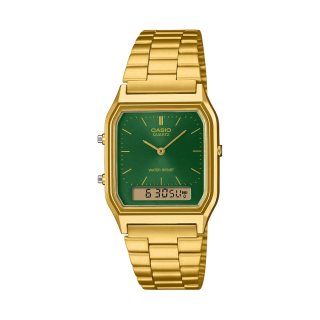 Casio Vintage AQ-230GA-3AMQYES Ana-Digi Dorée Cadran Vert