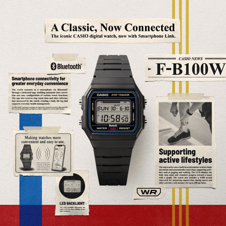 Casio Collection F-B100W-1A Step Tracker Bluetooth Noir