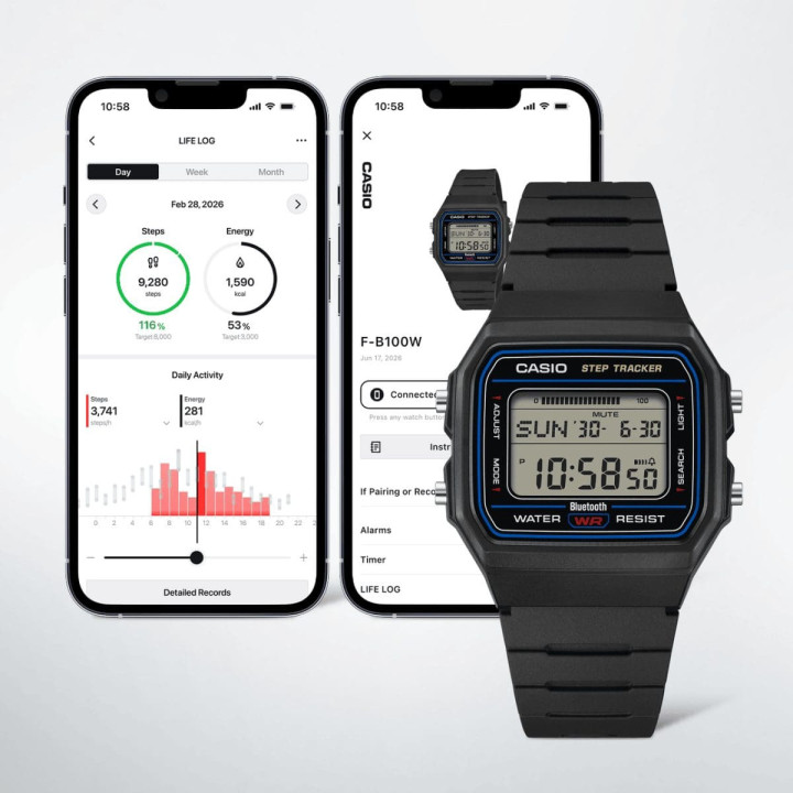 Casio Collection F-B100W-1A Step Tracker Bluetooth Noir