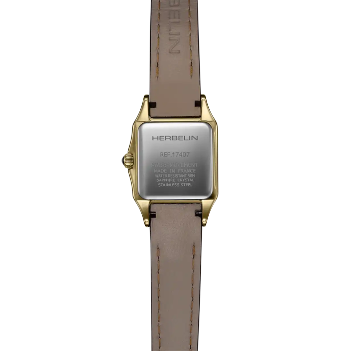 Herbelin Luna Mini Quartz PVD Or Jaune Cuir Camel 17407P1N08