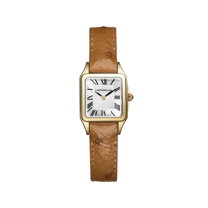 Herbelin Luna Mini Quartz PVD Or Jaune Cuir Camel 17407P1N08