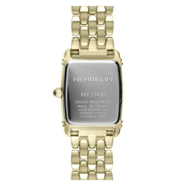 Herbelin Art Déco Tonneau Quartz PVD Or Jaune Grain de Riz