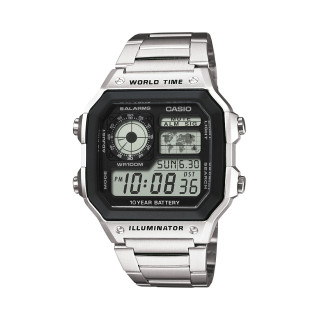 Casio AE-1200WHD-1AVEF "Royale" | Montre World Time Acier Argenté